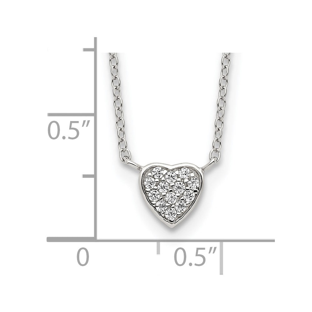 Sterling Silver Rhodium-plated Polished CZ Heart 16 inch Necklace 16 Inches