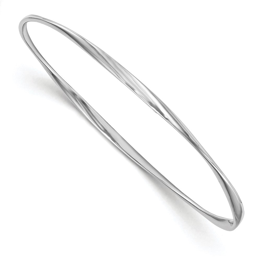 Sterling Silver RH-plated Polished Twisted Bangle 8  inches
