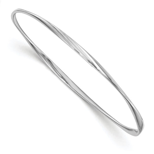 Sterling Silver RH-plated Polished Twisted Bangle 8  inches