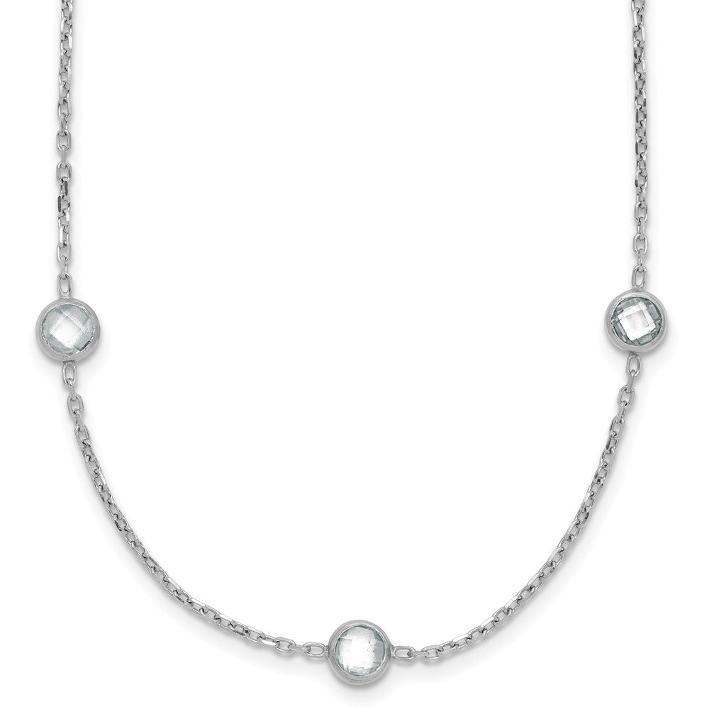 Sterling Silver Rhodium-plated 16-Station CZ Polished Necklace 36 Inches