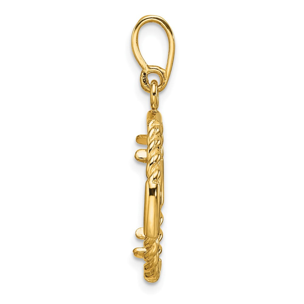 Wideband Distinguished Coin Jewelry 14k Polished Quadruple Twist and Diamond-cut 15.0mm Prong Coin Bezel Pendant