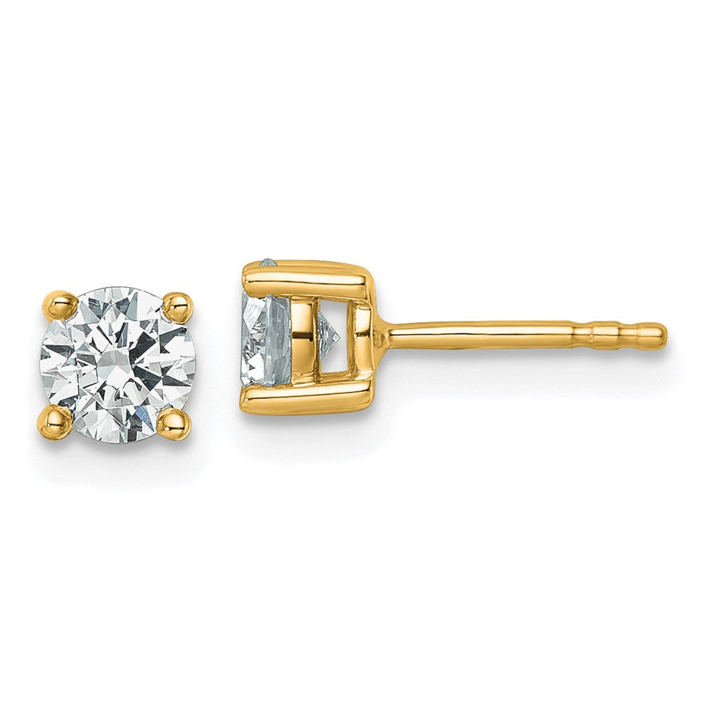 14k Yellow Gold 3/4 ctw Certified Lab Grown Diamond VS+ F+ Round 4 Prong Heavy Wt. Stud Earrings