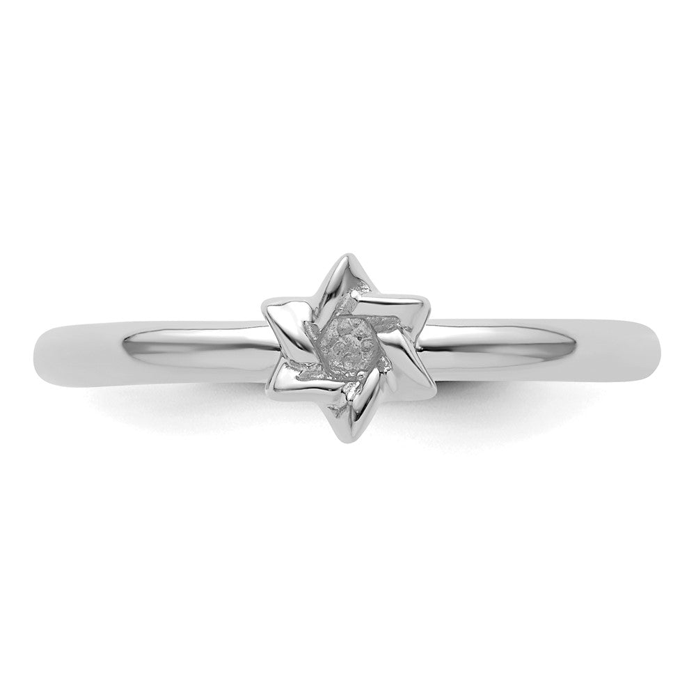 Sterling Silver Stackable Expressions Rhodium Star of David Ring Size -10