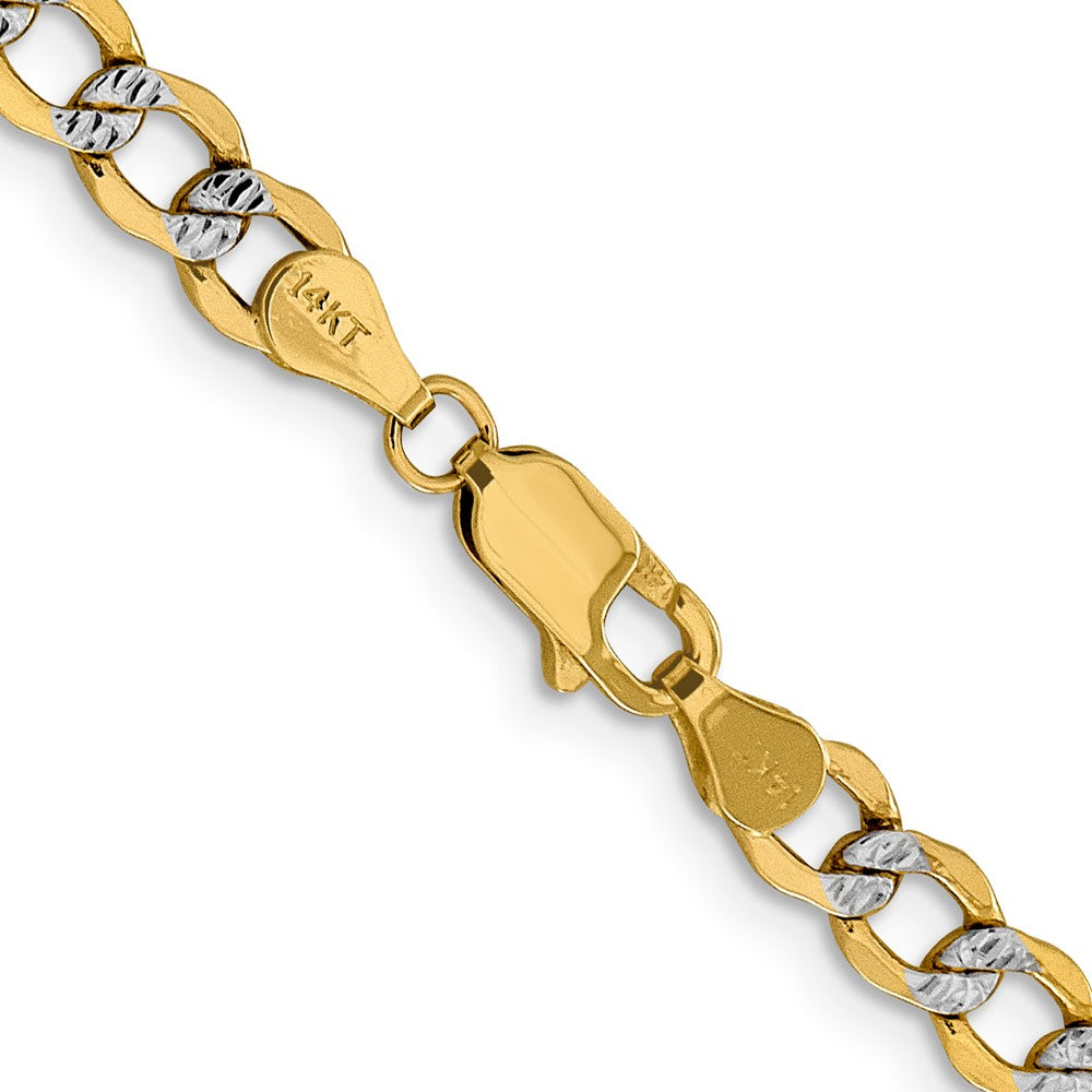 14K 18 inch 5.2mm Semi-Solid with Rhodium Pav‚ Curb with Lobster Clasp Chain