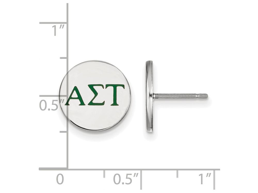Sterling Silver Official Licensed Greek Sororities Alpha Sigma Tau (???) Enameled Post Earrings