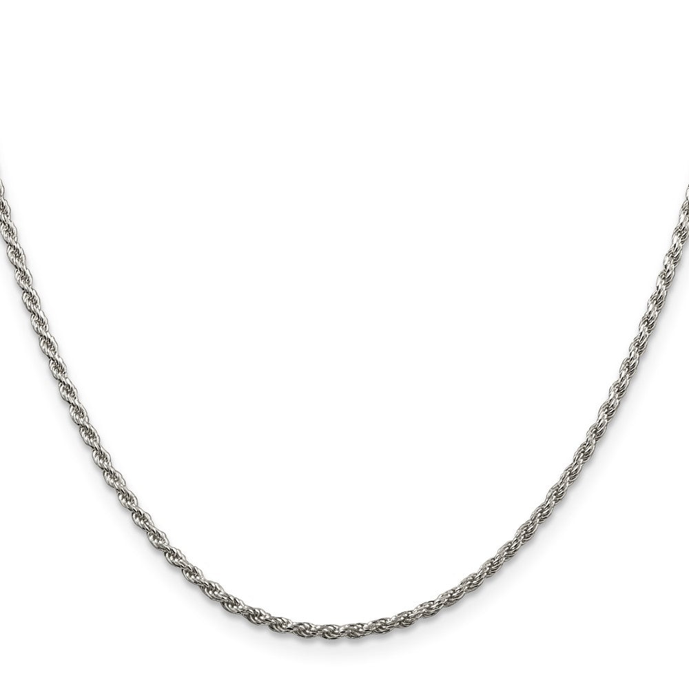 Sterling Silver Rhodium-plated 1.85mm Diamond-cut Rope Chain 20 Inches