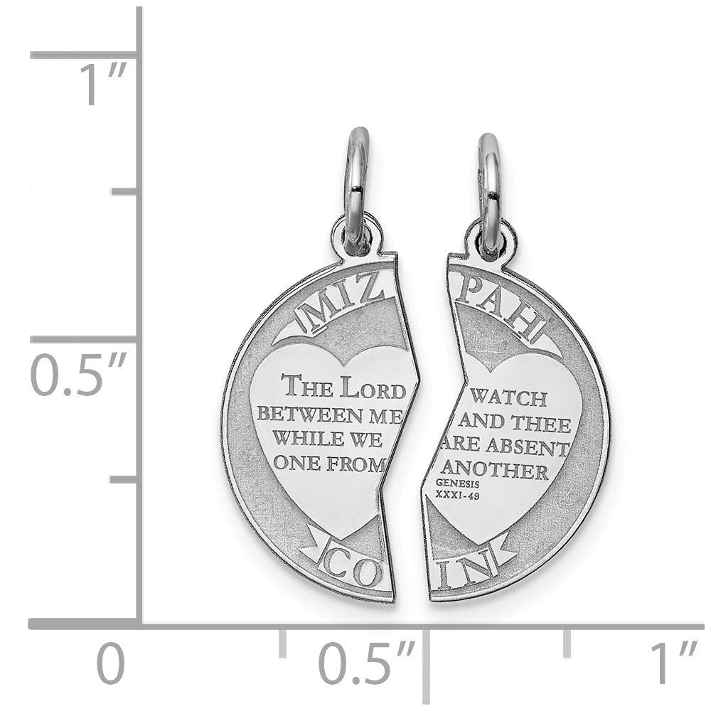 Sterling Silver Rhodium-plated Breakapart Mizpah Charm