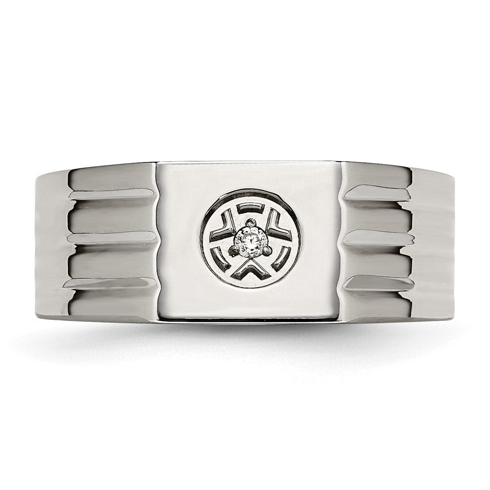 Stainless Steel Polished with CZ Ring Size - 10