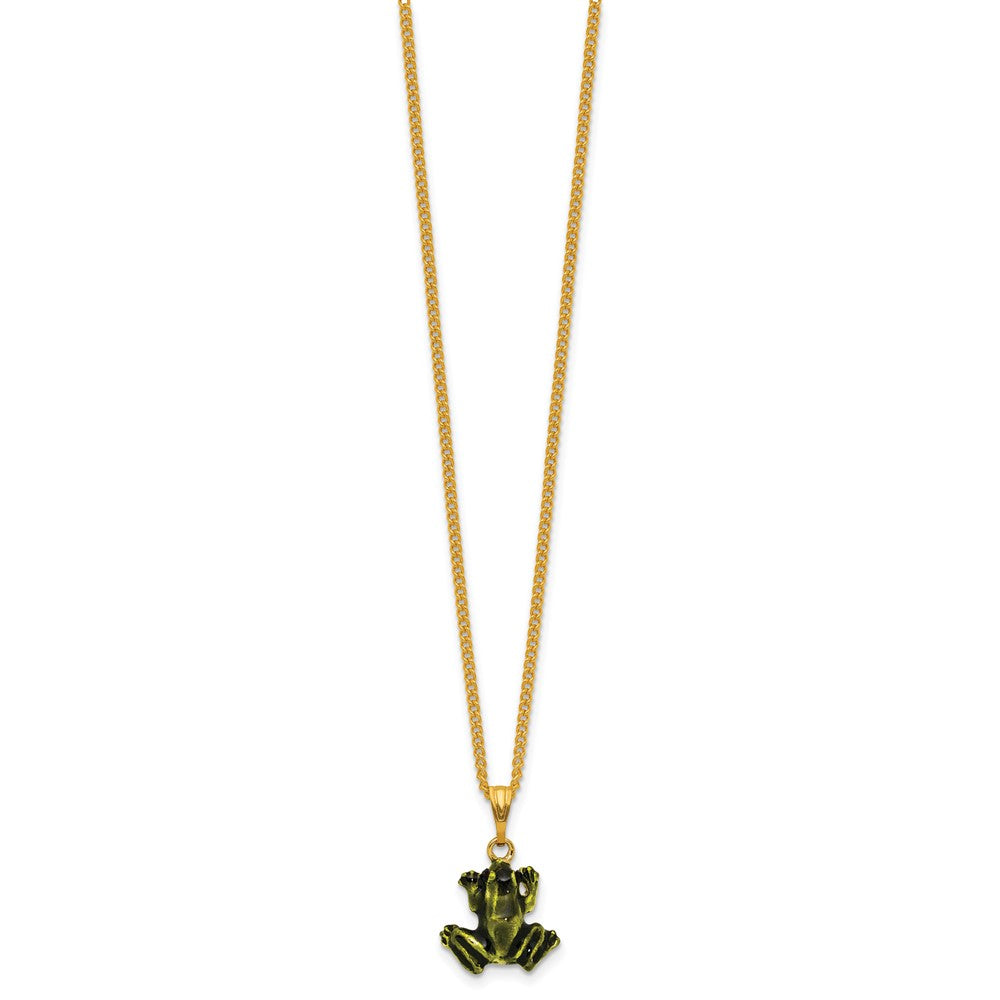 Luxury Giftware by Jere Bejeweled RIBBIT Frog Holding Umbrella Trinket Box with Matching 18 inch Necklace