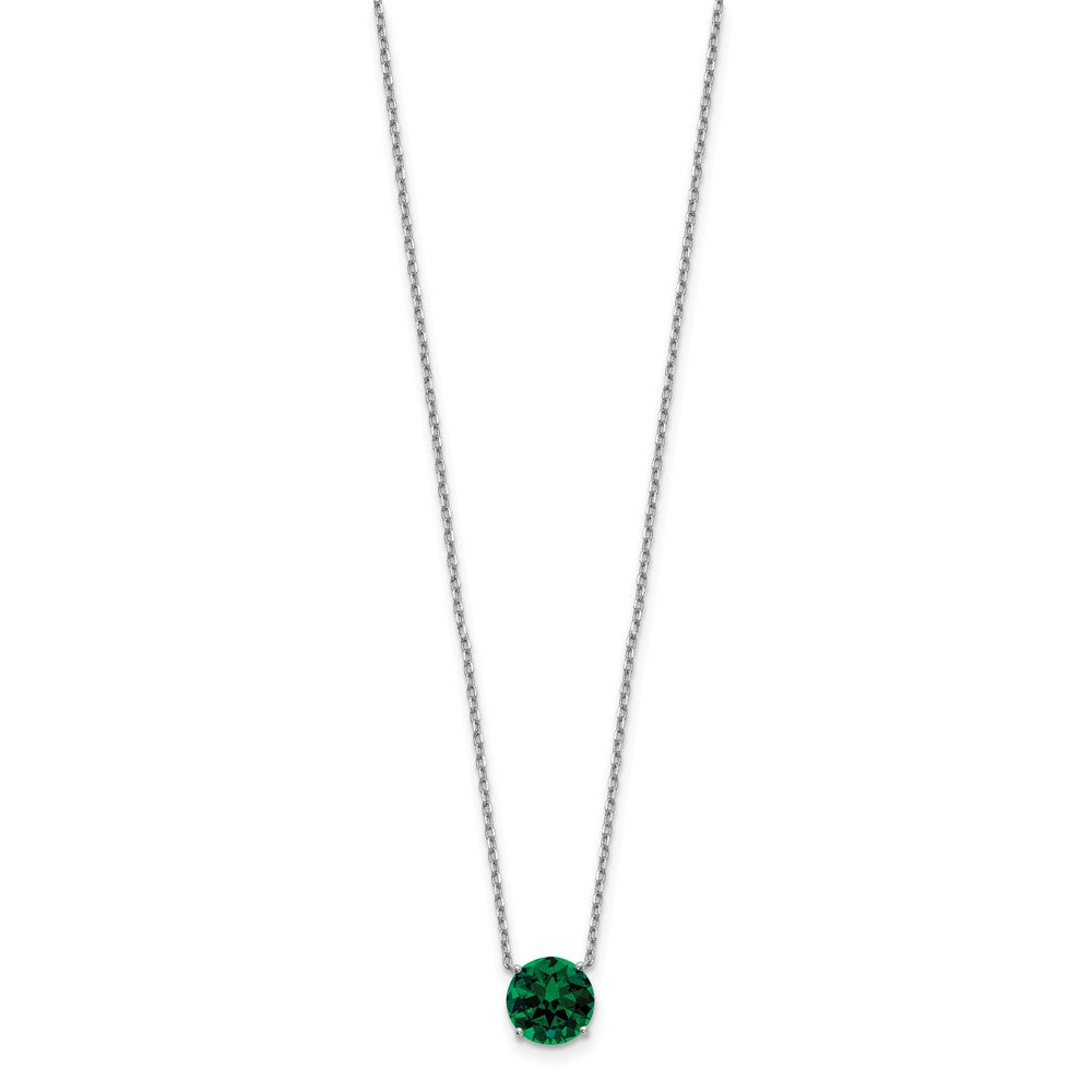 Sterling Silver Rhodium Plated Green Swarovski Crystal 16.5 inch Necklace with 2 inch extension