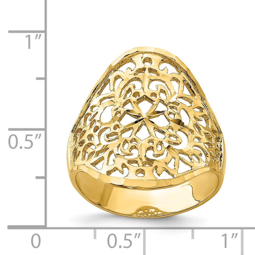 14K Polished Filigree Ring Size 7