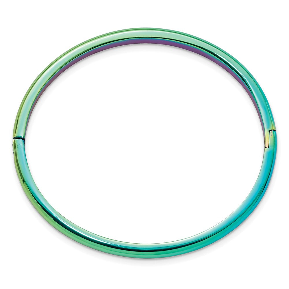 Stainless Steel Polished Rainbow IP-plated 4mm Hinged Bangle 6.25 inches