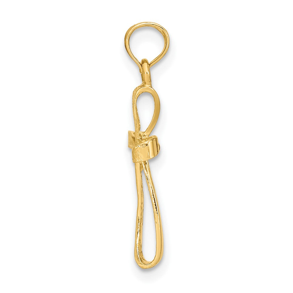 10K 3-D Engraved Polished Twisted Cross Charm