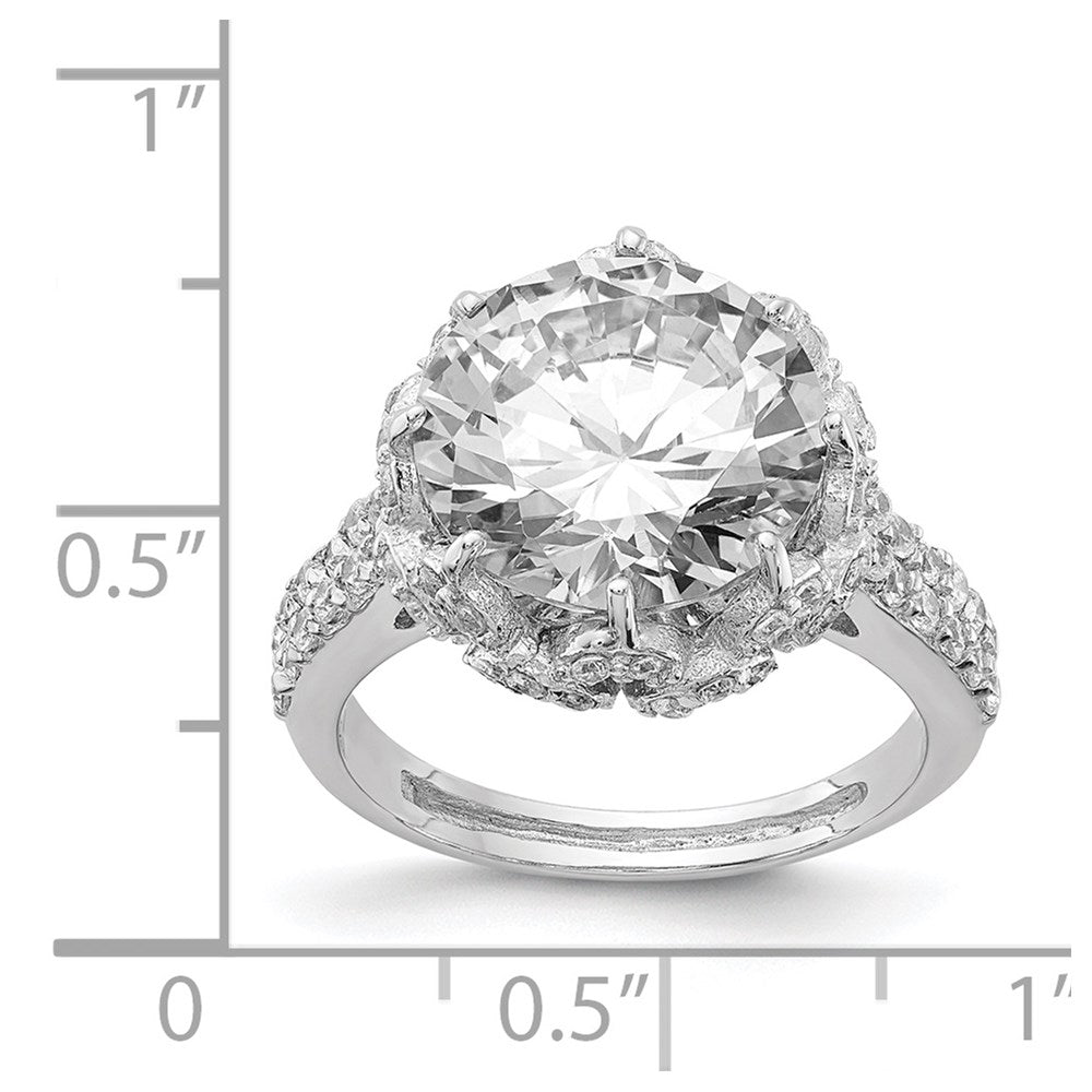Cheryl M Sterling Silver Rhodium-plated Brilliant-cut Round CZ Ring