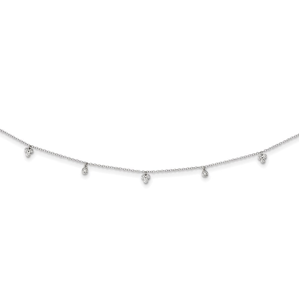 Sterling Silver Rhodium-plated CZ 12.5in w/2in ext Choker Necklace 12.5 Inches
