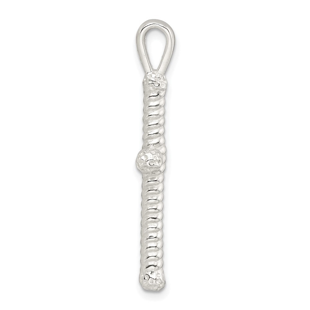Sterling Silver Polished Twisted Hollow Latin Cross Pendant