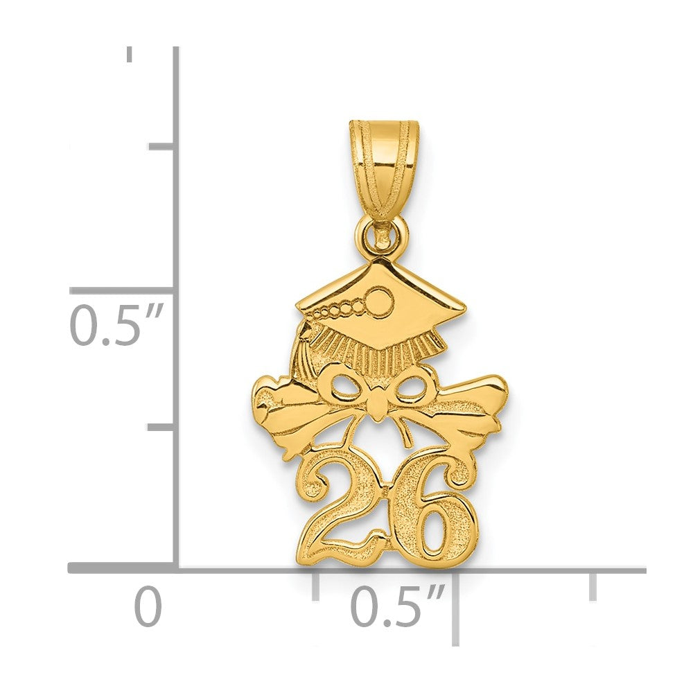 14K Graduation Cap and Diploma - 2026 Charm
