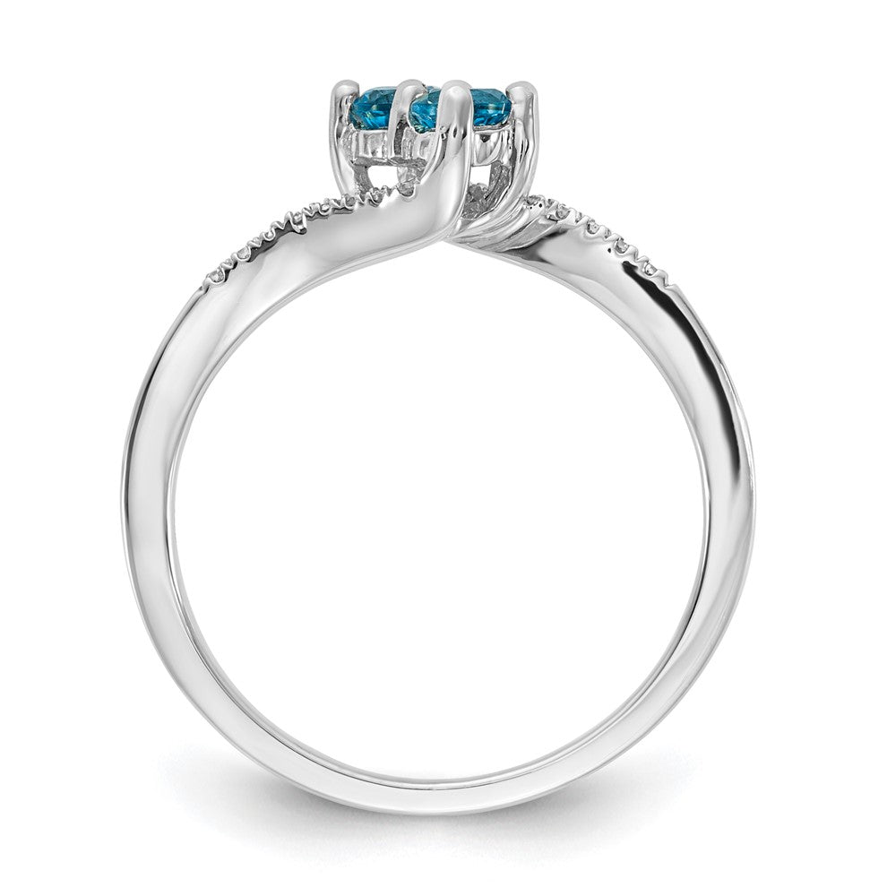 Sterling Silver Blue Topaz & Diamond Ring