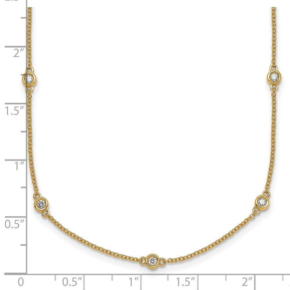 14k Complete 3/8 carat Bezel-set Diamond and Cable Chain 17-Station 20 inch Necklace