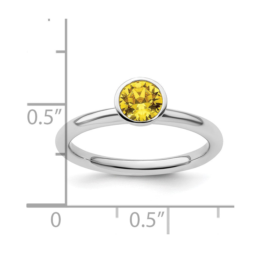Sterling Silver Stackable Expressions High 5mm November Crystal Ring Size -9