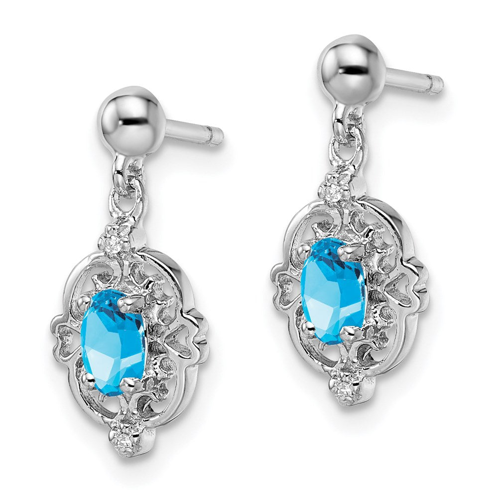 Sterling Silver Rhodium-plated Diamond-cut Geometric Dangle Earrings