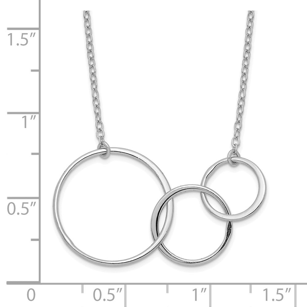 Sterling Silver Rhodium-plated 3 Intertwined Circles w/2 in ext. Necklace 16 Inches