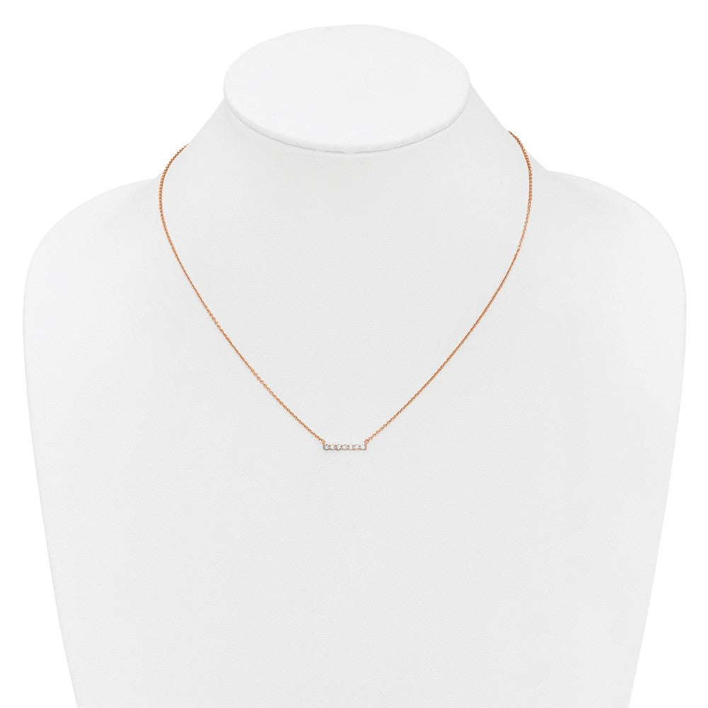 14k Rose Gold 1/4 carat Lab Grown Diamond VS/SI+ G+ 18 inch Bar Necklace