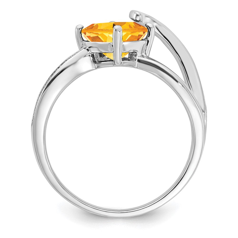 Sterling Silver ANC Citrine & Diamond Ring