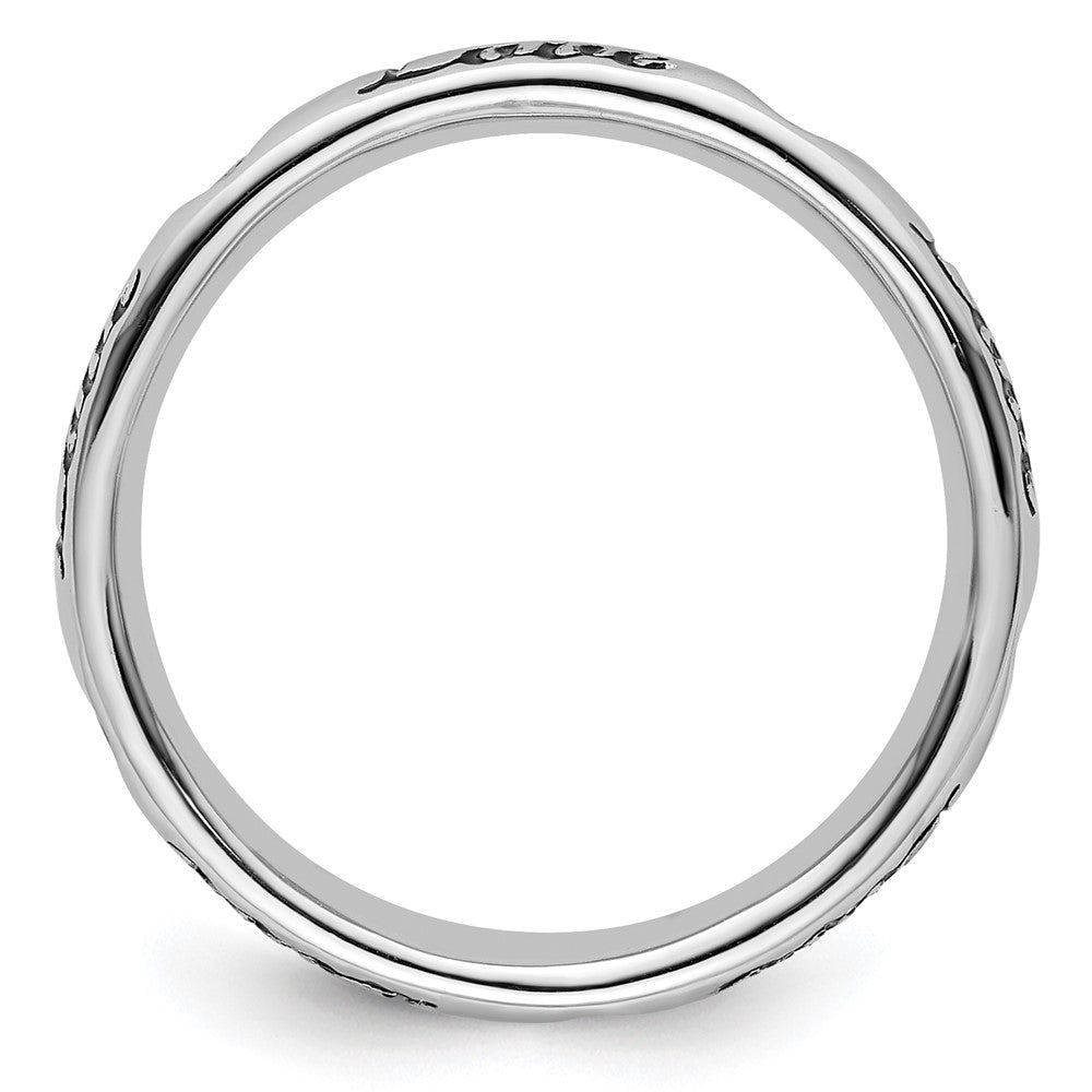 Sterling Silver Stackable Expressions Black Enamel Love Ring Size -9