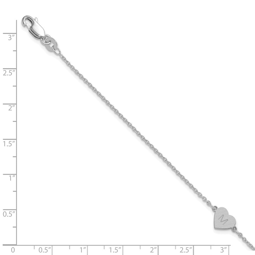 SS/Rhodium-plated Brushed 1 Station Heart Bracelet