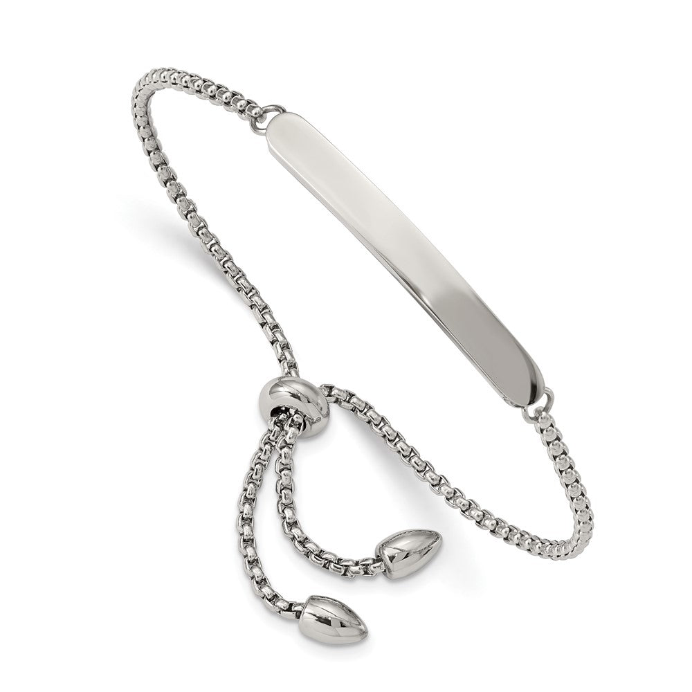 Stainless Steel Polished Adjustable ID Bracelet 8.25 inches