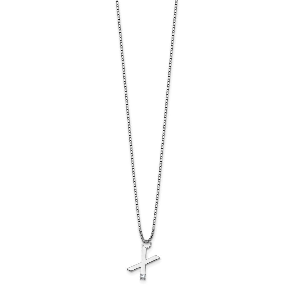 White Ice Sterling Silver Rhodium-plated 18 inch Diamond Letter X Initial Necklace plus 2 inch Extender 18 Inches