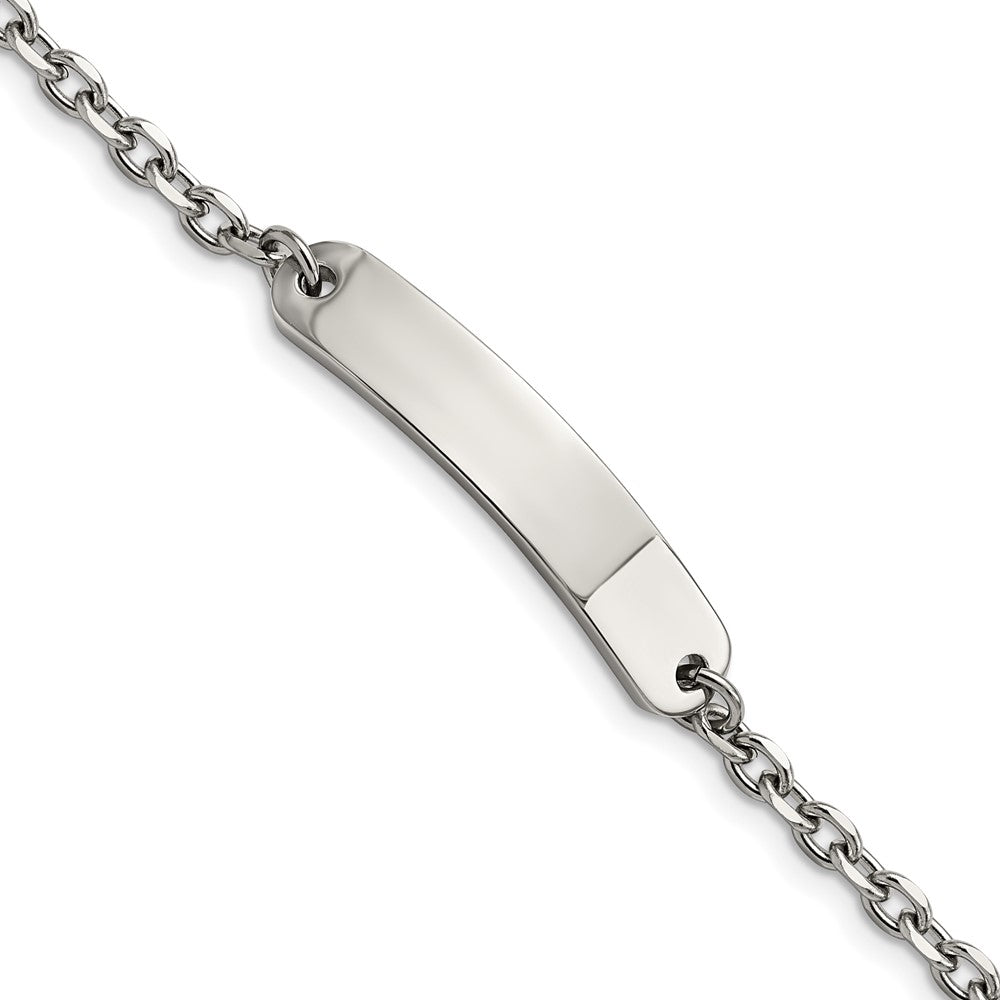 Stainless Steel Polished Cable Chain 7in ID Bracelet 7 inches