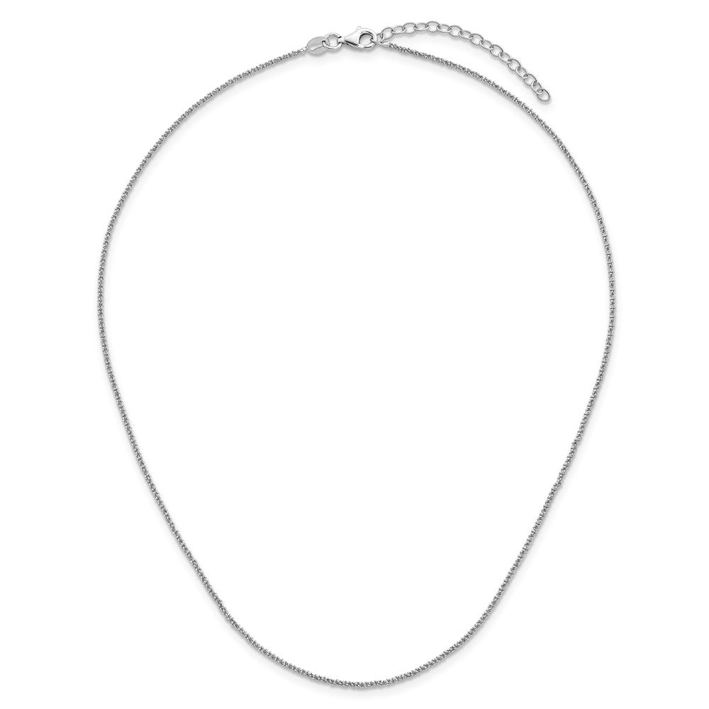 Sterling Silver Platinum-Plated Fancy Glitter 16 inch with a 2 inch extention Italian Rope Chain