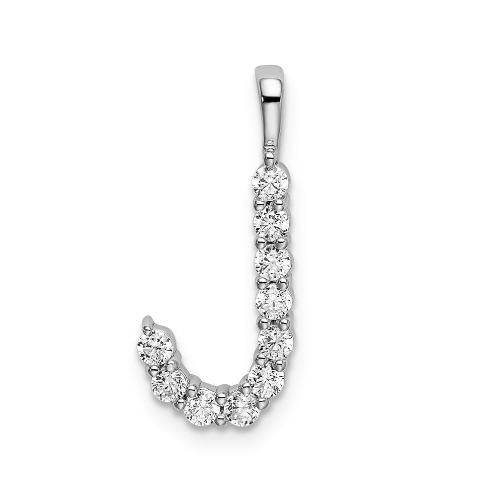 14KW Large Initial J Diamond Pendant