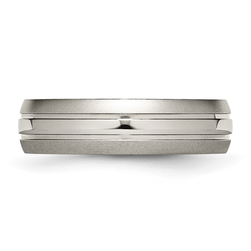 Titanium Brushed and Polished 6mm Grooved Band Size - 6