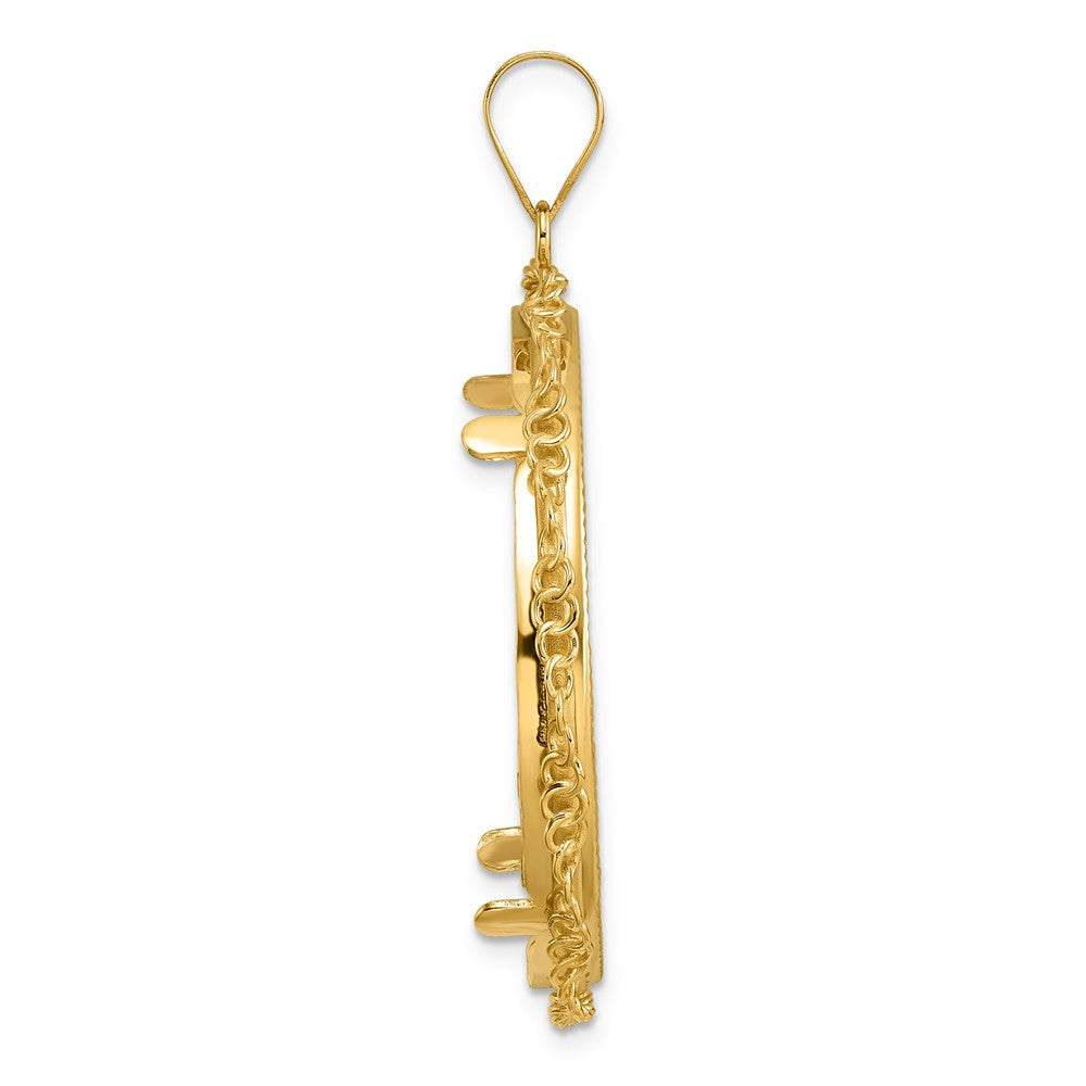 14k Diamond Cut Twisted Ring with 32.7mm Prong Coin Bezel Pendant