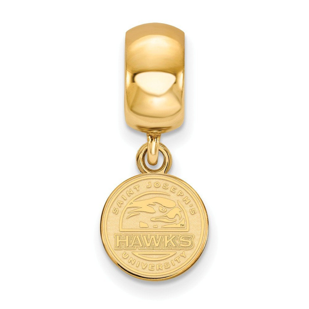Sterling Silver Gold-plated LogoArt Saint Joseph's University Hawks Extra Small Dangle Bead Charm