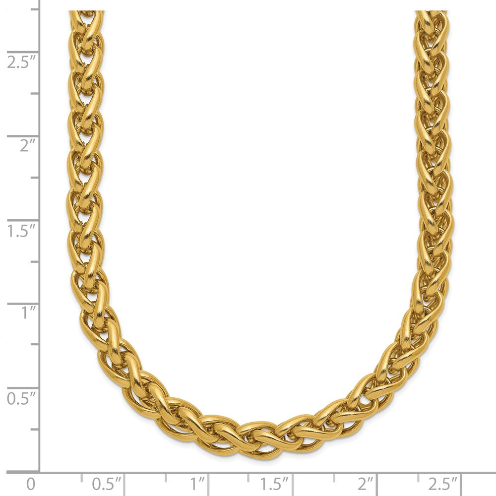 Stainless Steel Polished Yellow IP 24in Spiga 6mm Chain Necklace