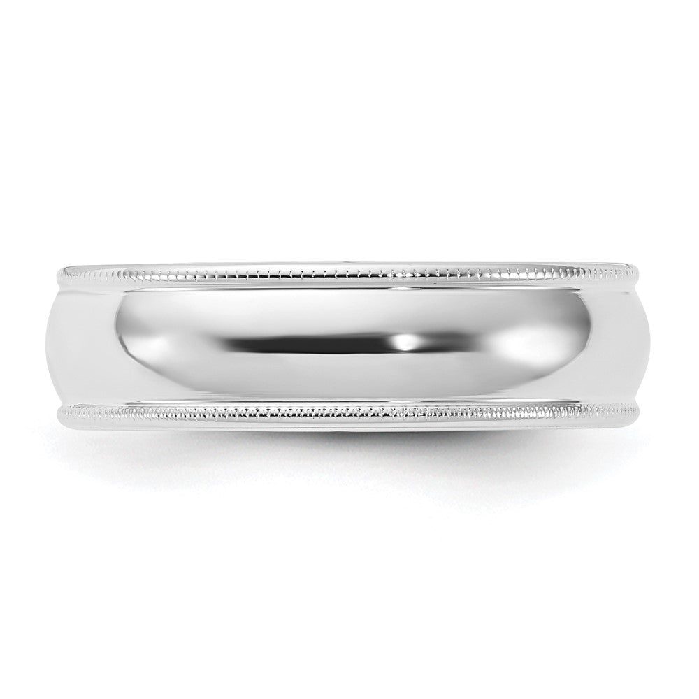 10k White Gold 6mm Milgrain Half Round Comfort Fit Wedding Band Size 11