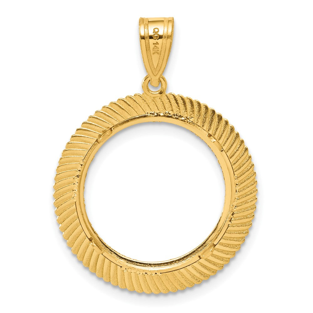 14k Diamond Cut Scalloped with 16.5mm Prong Coin Bezel Pendant