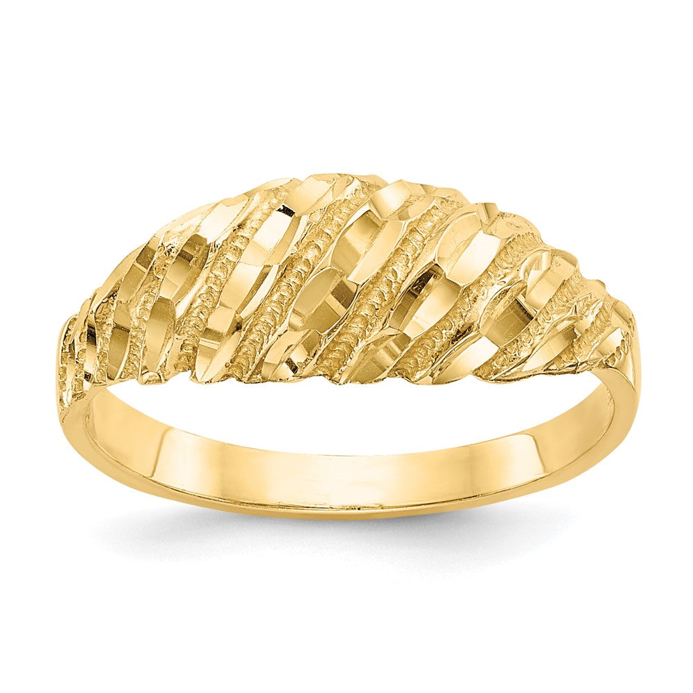14K Diamond Cut Dome Ring Size 6