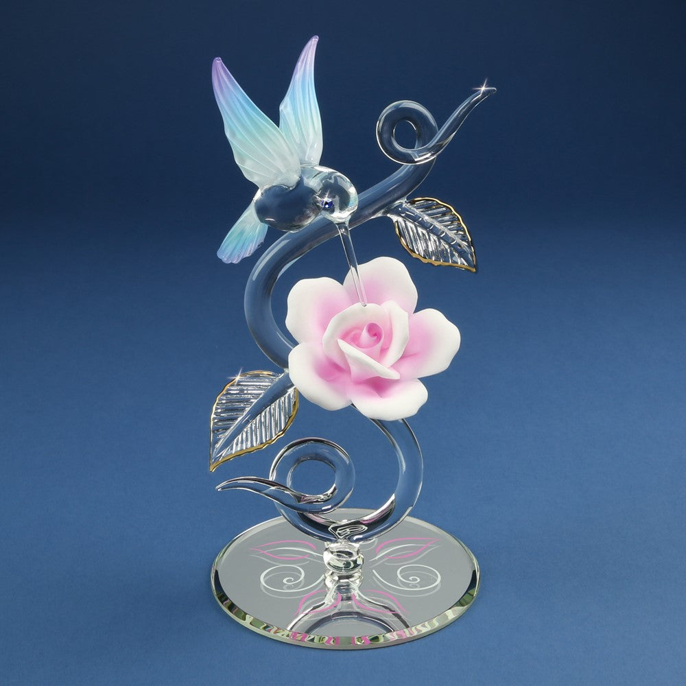 Glass Baron Hummingbird With Rose Vine