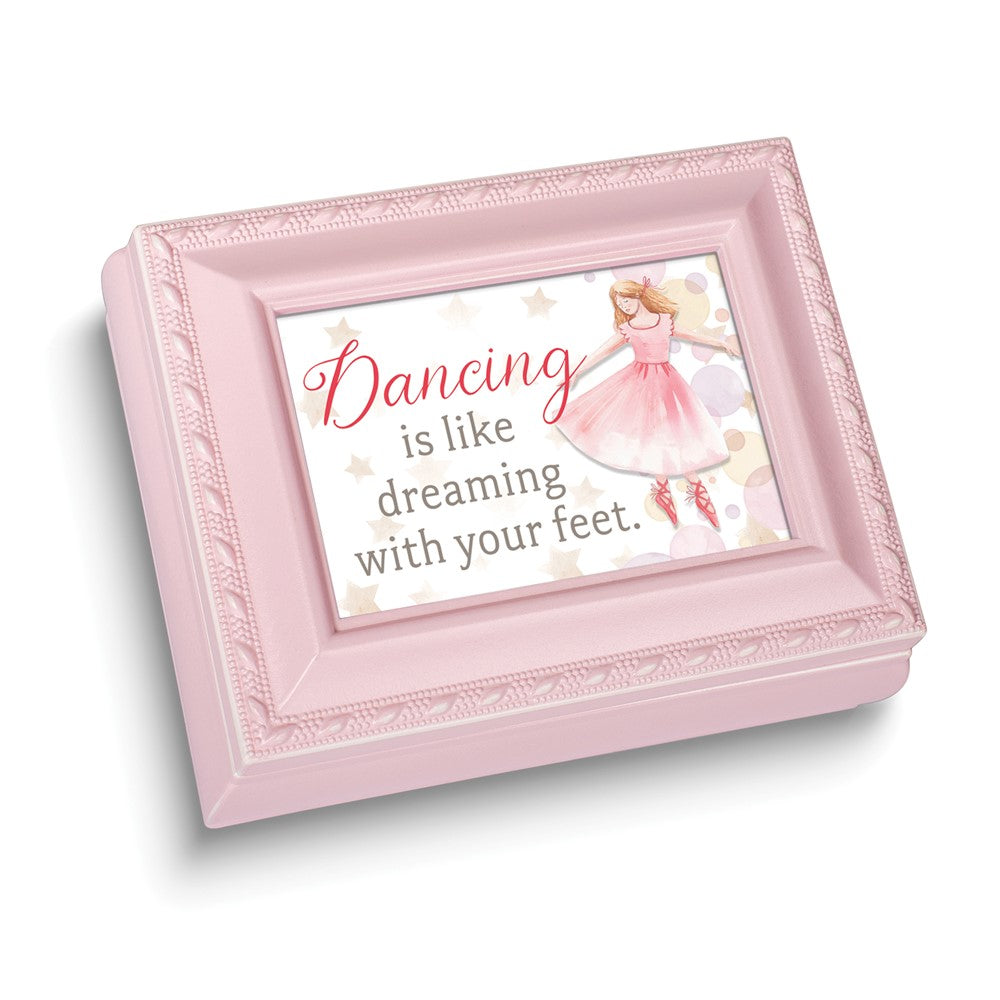 Dancing Mini Pink Square Velvet Lining Keepsake Box