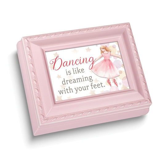 Dancing Mini Pink Square Velvet Lining Keepsake Box