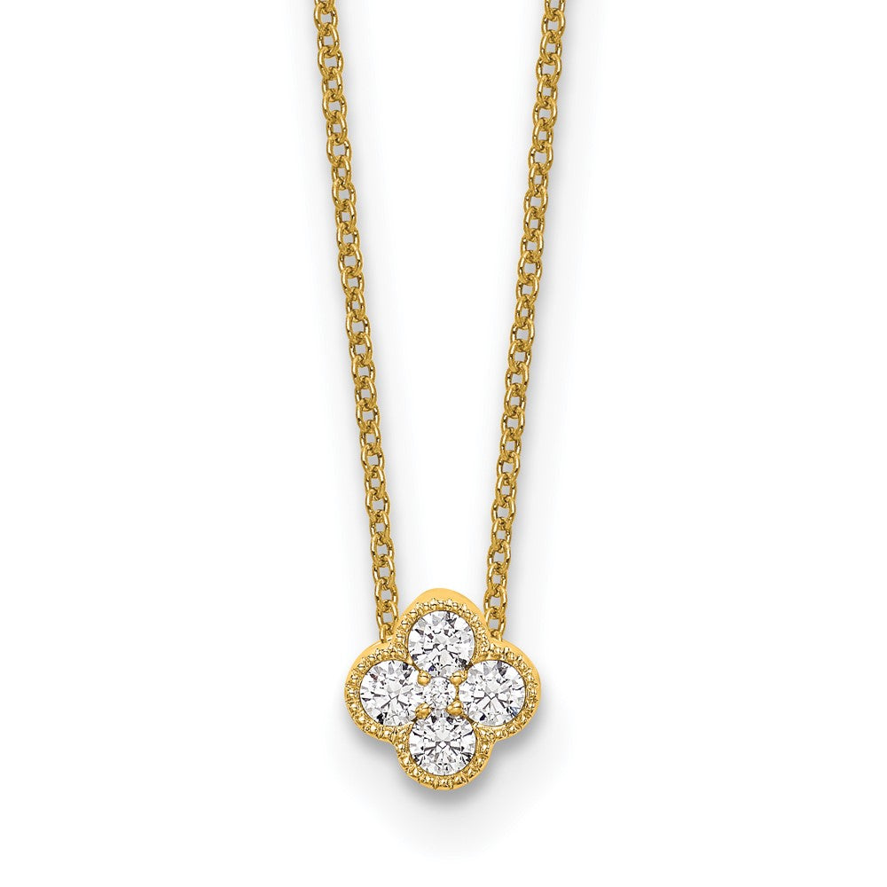 True Origin 14k 1/4 carat Lab Grown Diamond VS DEF 18 inch Bloom Floral Pendant Necklace