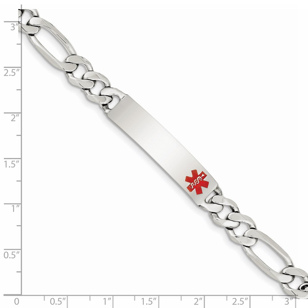 Sterling Silver Polished Medical Figaro Anchor Link ID Bracelet 8.5 inches