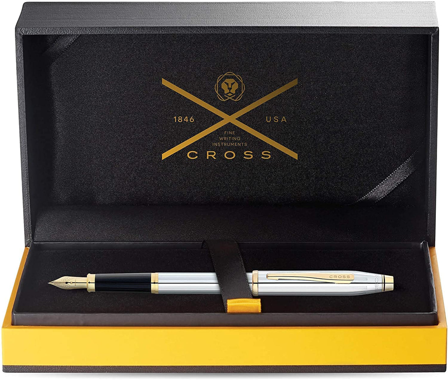 Cross Century II Refillable Fountain Pen, Medium Nib, Includes Premium Gift Box - Medalist Chrome