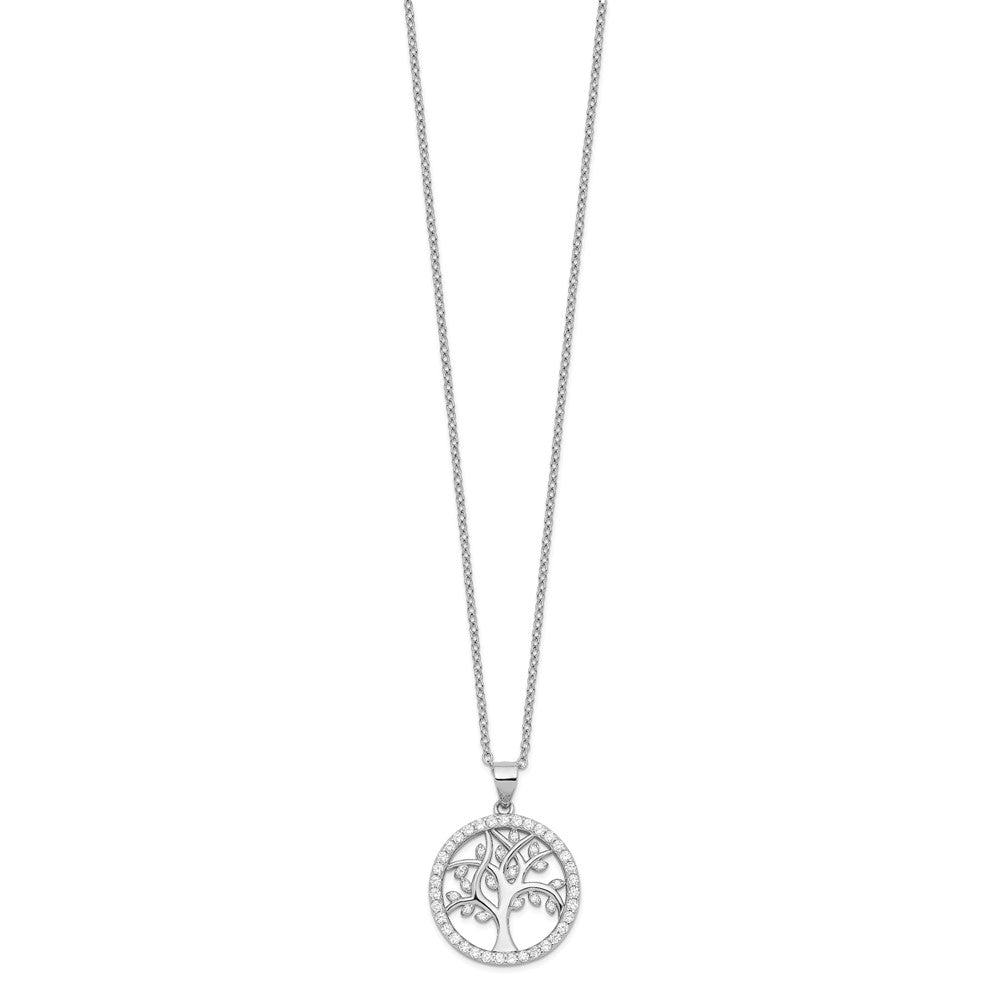 Cheryl M Sterling Silver Rhodium-plated Brilliant-cut CZ Tree Of Life 18 Inch Necklace 18 Inches
