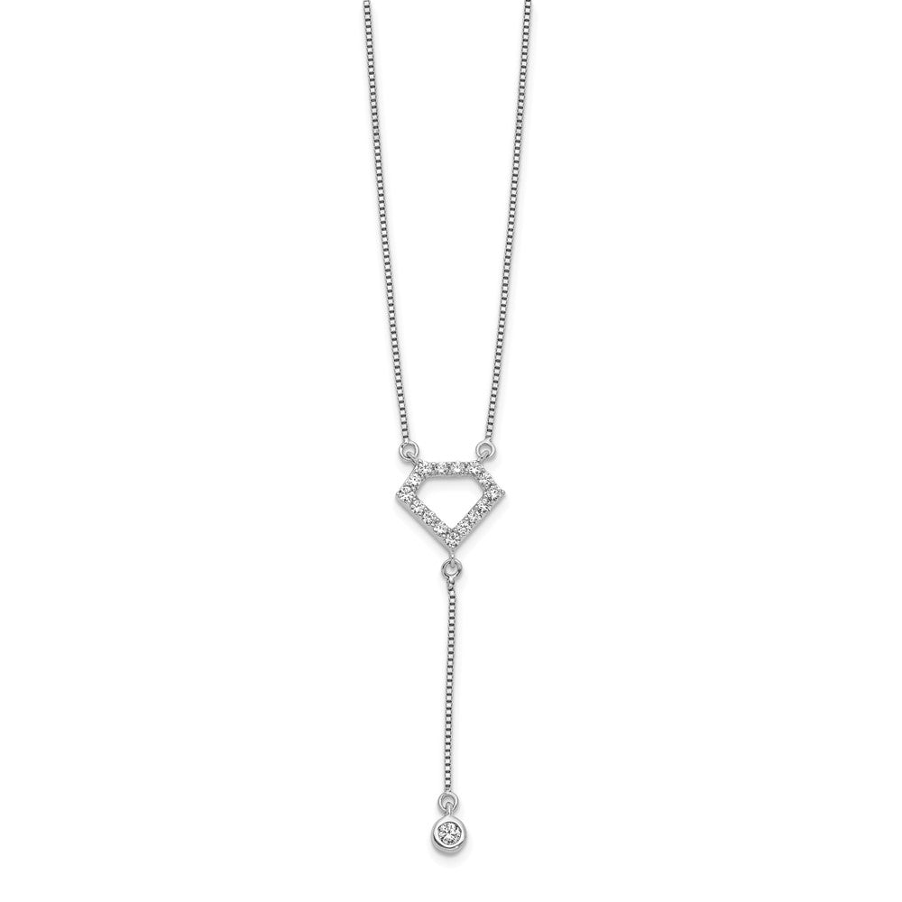 14k White Gold 1/4 carat Lab Grown Diamond VS/SI+ G+ 18 inch Fancy Geometric Diamond Shape Dangle Necklace
